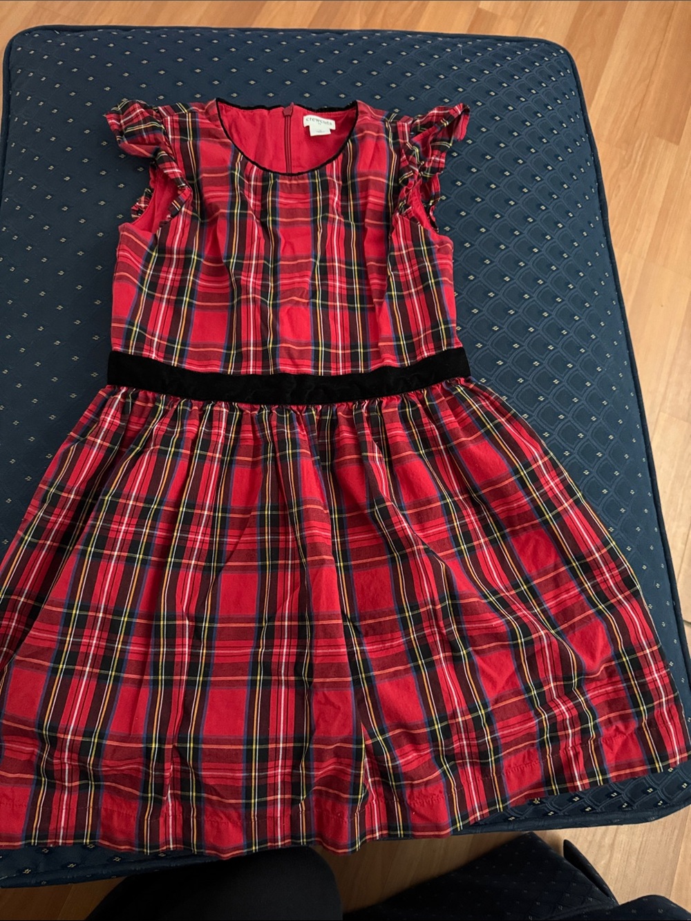 J crew Red Plaid Girls' Holiday Dress with Black Waistband